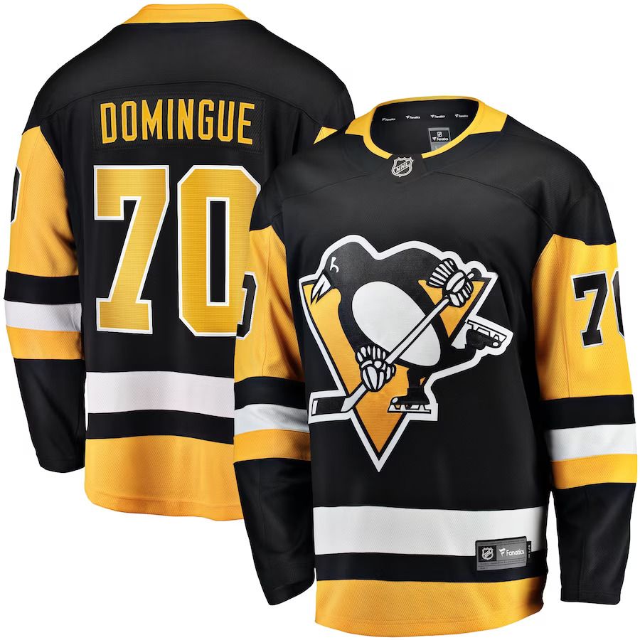 Men Pittsburgh Penguins 70 Louis Domingue Fanatics Branded Black Home Breakaway Player NHL Jersey